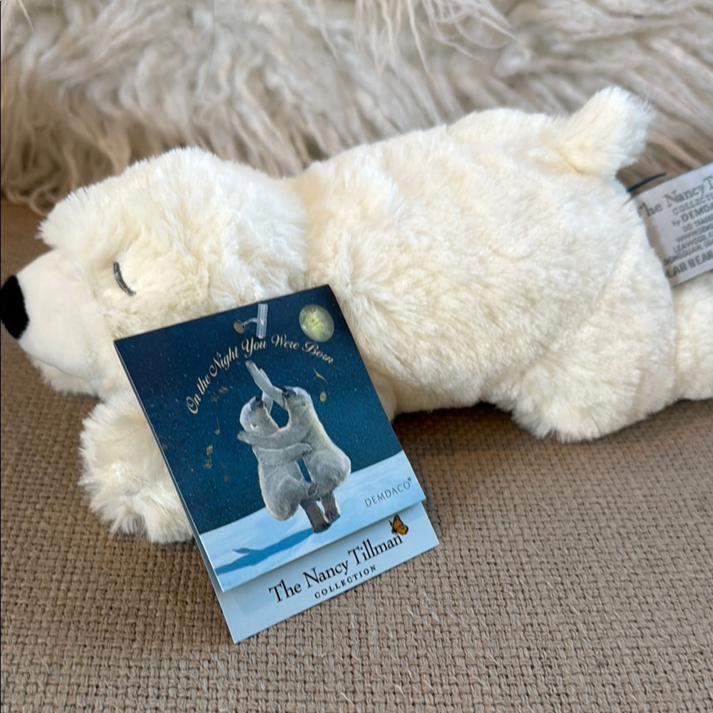 NWT Nancy Tillman On the Night You Were Born Polar Bear Plush Rattle Toy!